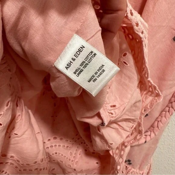 Ash&Eden Pink Daksha Mini Eyelet Dress sz L - Picture 8 of 9
